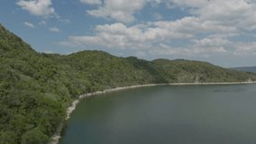 Hatillo dam in Dominican Republic. Aerial forward