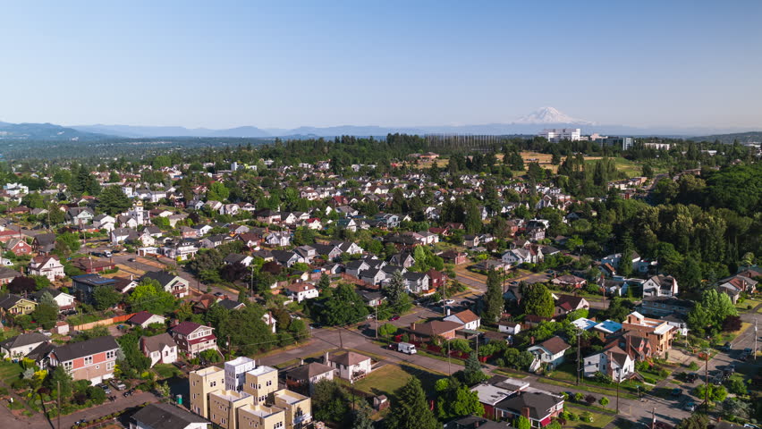 Green Seattle, Wide City, Aerial View Shot of Seattle WA, Washington USA, Capitol Hill, Beacon Hill, Rainier Valley, Columbia City, Bellevue