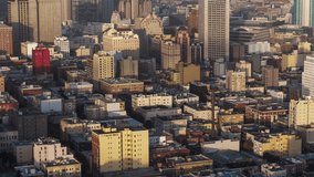 Aerial View Shot of San Francisco CA, California, United States, America, downtown, financial district, city center, day, sunny