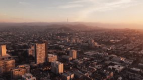 Beautiful Gold Light, Dreamy, Aerial View Shot of San Francisco CA, California, United States, America