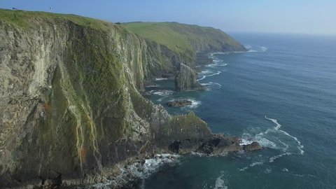 Aerial view of amazing cliffs in sunny day - Old Head of Kinsale, Ireland