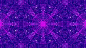 Animation of purple shapes moving and colourful figures on purple background. Global technology and digital interface concept digitally generated video.