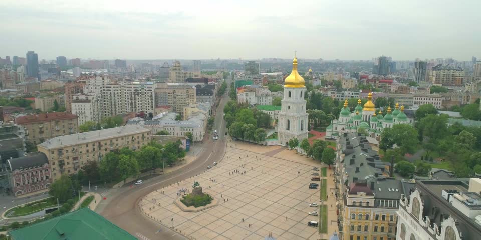 Sophia,square, ukraine kyiv religion historical tower in center town, religious building, heritage and facade of european cathedral church in kiev, capital view, historical tower
