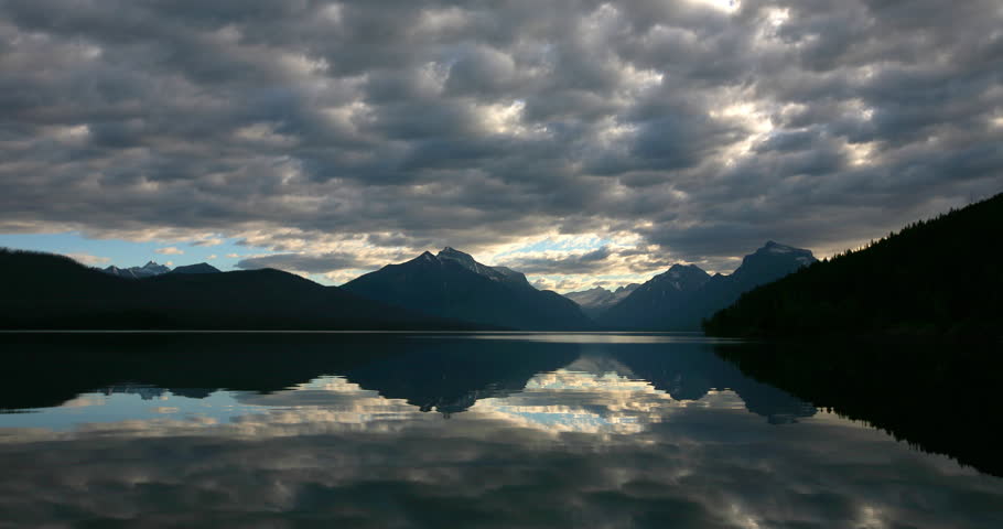 Timelapse shot of clouds, Glacier National Park, Glacier Park, Montana McDonald lake