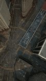 Aerial view of New York downtown building roofs