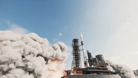 Spaceship takes off. Space rocket takes off into the sky. Successful Rocket Launching. Space rocket launch from spaceport - Powered by Shutterstock - Get 15% off with code: PIKWIZARD15