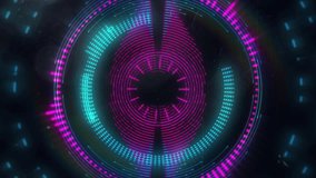 Animation of confetti falling and scope scanning over black background. Technology and digital interface concept digitally generated video. - Powered by Shutterstock - Get 15% off with code: PIKWIZARD15