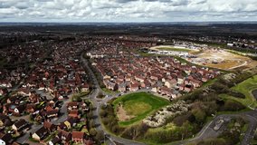 Aerial view of English housing estate