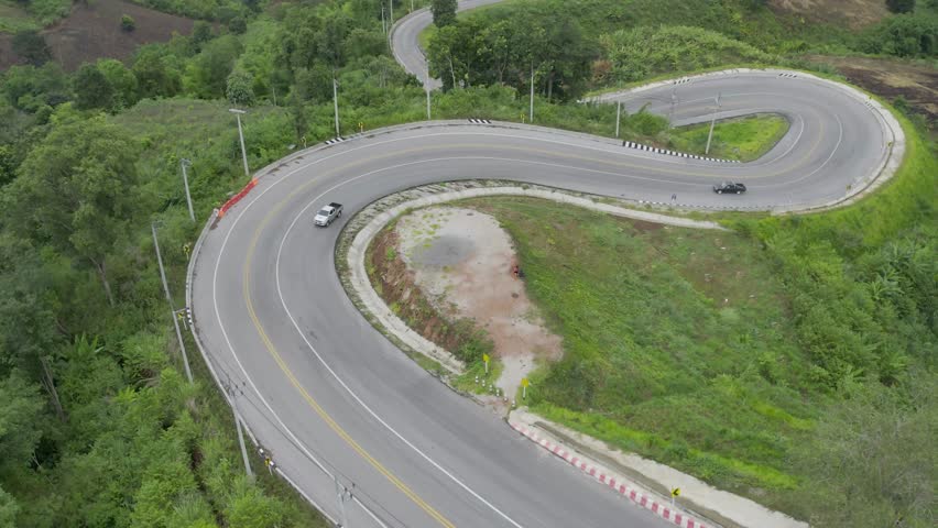 Curve Road in Loei Province. The curve of the road that sloping up the mountain at Loei province, Thailand.