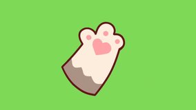 Animated video of cute Paw saranghae gesture character on green screen background