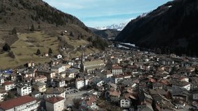 Stunning Aerial view of the historic centre of Predazzo Val di Fiemme Dolomiti