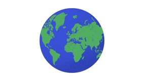 Animated video of spinning earth illustration on green screen background