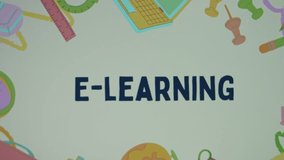 E learning inscription on background with school supplies. Education concept. Blurred - Powered by Shutterstock - Get 15% off with code: PIKWIZARD15