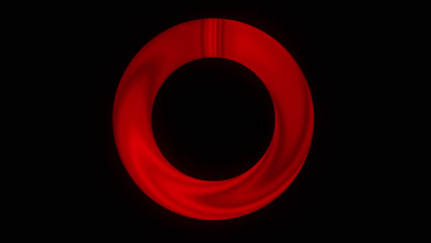 Seamless loop rotating red colored ring on black background. Circular shaped logo animation