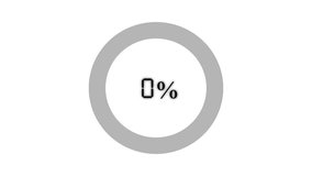 Pie chart with percentages from 0% to 100% infographics loading with a circle ring or transfer