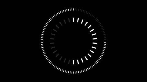 HUD element digital - pending loading screen - loop with loopable segments - circular white on black background