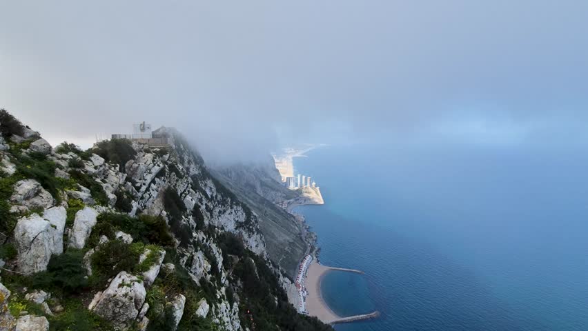 Timelapse from the Rock of Gibraltar with fast moving clouds