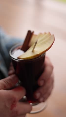 Hot wine with spices, close-up