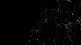 Abstract digital connection, moving dots and lines. Technology background. Network connection structure. Black and white polygonal space. 3d. Futuristic 4k animation. 3D Illustration