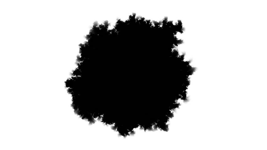 Ink blot spreading from the center. Drop of black paint fills the entire screen