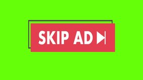 Skip ad button animation isolated on Green Screen.	
