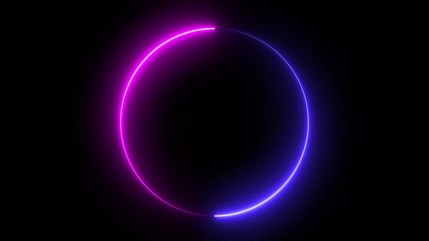 Abstract background web neon circle pattern, LED glowing light. 4K Retro neon blue and pink light wiggle on black background.