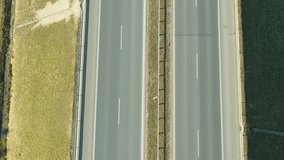 Top view of car and vehicle traffic on the motorway in Gdynia, Sweden.