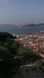 Vertical Video City of Lisbon Portugal Aerial View