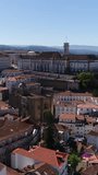 Vertical Video City of Coimbra in Portugal Aerial View