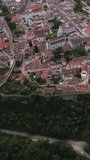 Vertical Video Village of Óbidos in Portugal Aerial View