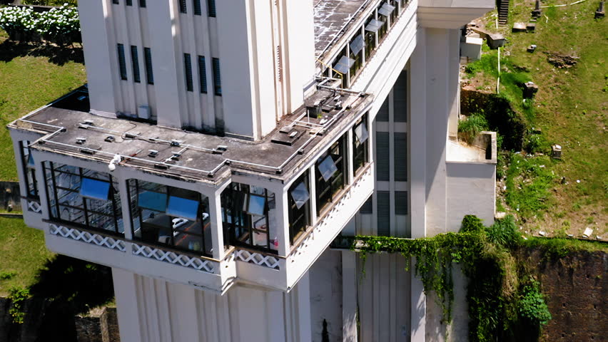 Aerial view of Elevador Lacerda and the neighborhood around, Salvador, Bahia, Brazil