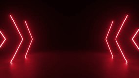A row of red neon lights glowing brightly in a dark room, casting a vibrant red hue on the concrete floor. 4K 3D Animation Loop Futuristic Sci Fi Lines - Powered by Shutterstock - Get 15% off with code: PIKWIZARD15