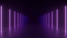 A dark room illuminated by futuristic neon tube lights with a clock on the wall ticking away. - Powered by Shutterstock - Get 15% off with code: PIKWIZARD15