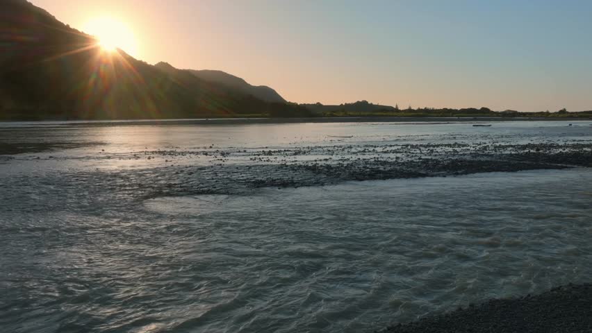 Hills and Raukokore River, Raukokore, Bay of Plenty, New Zealand. 