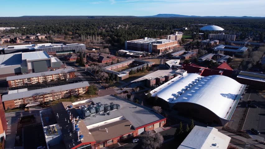 NAU Northern Arizona University Campus, Drone Shot of Dormitory Buildings and Halls