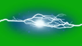 Lightning strike top quality animated green screen video 4k , The video element of on a green screen background, Ultra High Definition, 4k video, on a green screen background.