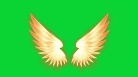 Real Angel wings icons, 3D Animation flying wings Video Green Screen, Element Stock Overlay 4k Animation Stickers, Realistic wings running with loop animation chroma key, Green Screen Background

