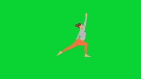 3D Female Cartoon Hit the Gym Workout, Animation Cartoon Video Green Screen, 4k realistic male Character running with loop animation on the chroma key, Exercising Regularly, Green Screen Background