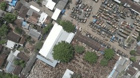 aerial view of the market and animal transport truck parking lot. drone view of the cattle market	 - Powered by Shutterstock - Get 15% off with code: PIKWIZARD15