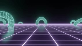 Retro perspective grid in infinity. Abstract digital wireframe floor with line in the style of 80s and 90s. Futuristic texture pattern with purple mesh. Flooring illustration background. 3D rendering. - Powered by Shutterstock - Get 15% off with code: PIKWIZARD15