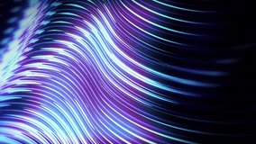 This stock motion graphics video clip shows a blue metal waves moving gently in a seamless loop with free space for your logos or other graphics added on the right side.