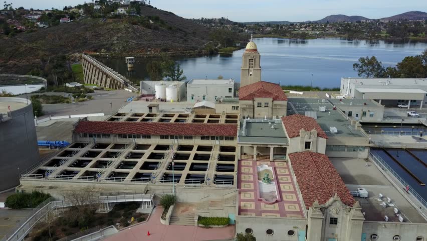 San Diego - Lake Murray Reservoir - Drone Video  Aerial Video of Lake Murray Reservoir is located within the boundary of Mission Trails Regional Park, which lies between the city of San Diego.
