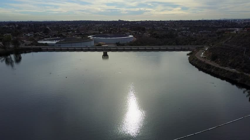 San Diego - Lake Murray Reservoir - Drone Video  Aerial Video of Lake Murray Reservoir is located within the boundary of Mission Trails Regional Park, which lies between the city of San Diego.