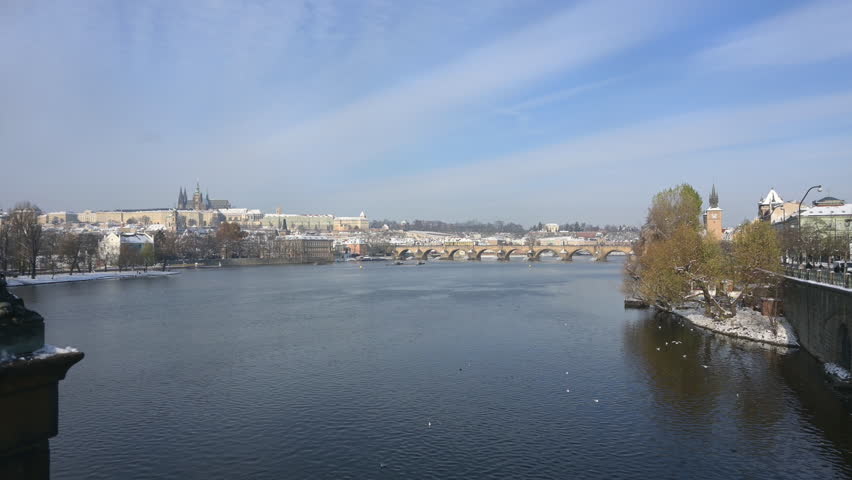 Scenic and beautiful cityscape view of Prague, Czech Republic (Czechia), in the winter time.