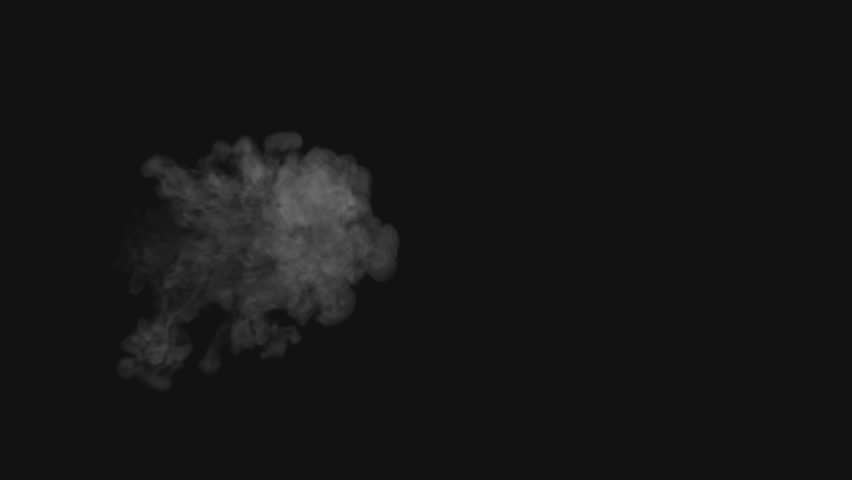 Side View of Isolated Puffing Billowing Smoke Cloud with Alpha Channel