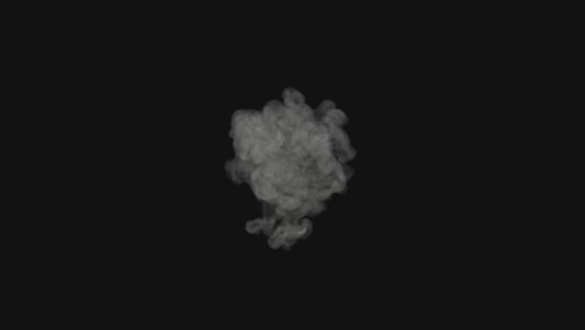 Front View of Isolated Puffing Billowing Smoke Cloud with Alpha Channel