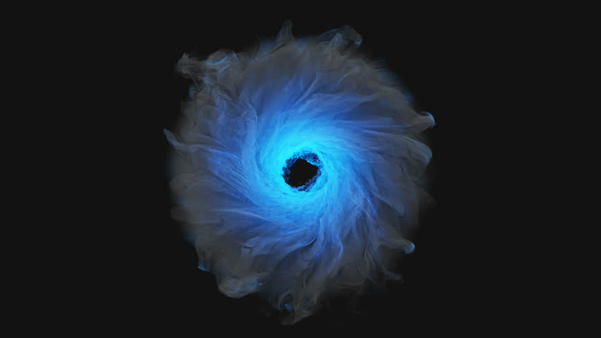 Front View of Isolated Swirling Blue Magic Smoke Portal with Alpha Channel