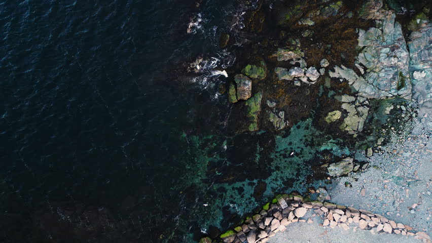 Rock wall along beach off of Ocean Avenue in Newport Rhode Island