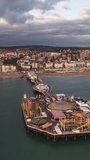 Vertical Video of Brighton, Vertical Aerial View Shot, sunset, sunrise, day