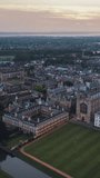 Vertical Video of Cambridge, Vertical Aerial View Shot, sunset, sunrise, day